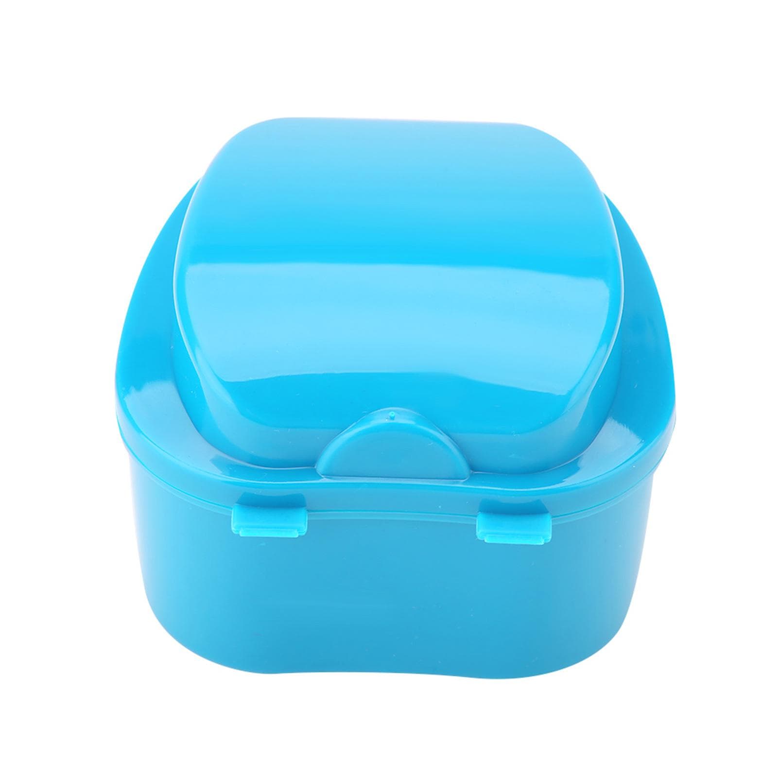 Denture False Teeth Storage Box Case With Filter Screen Dental Appliance Light Blue light blue