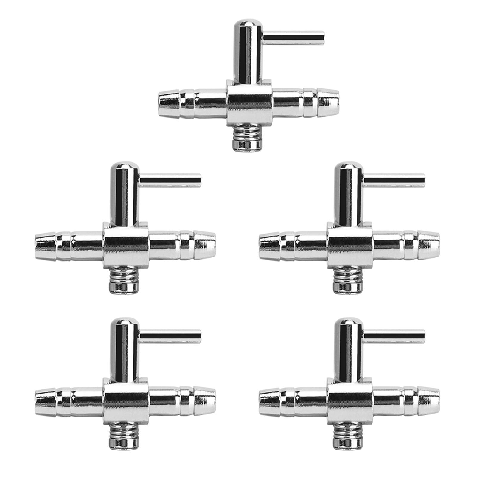 5Pcs Stainless Steel Air Tube Distributor Oxygen Pump Control Single Head Valve for Fish Tank