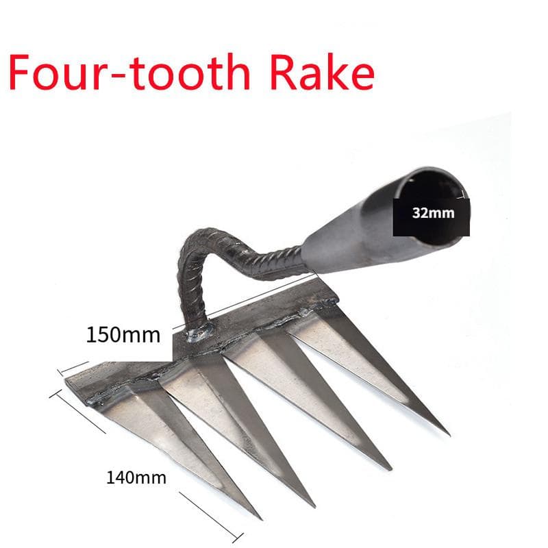Weeding Hoe Rake Farm Tool Weeding Scarifier Artifact Agricultural Tools Six-tooth Nail Harrow Steel Harrow Gardening Weeding four teeth