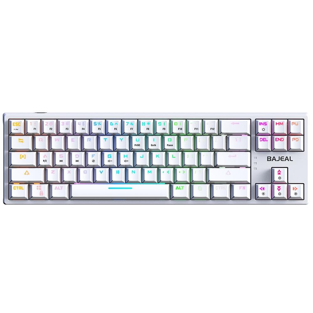 BAJEAL K71 Wired Mechanical Keyboard 71 Keys Gaming Keyboard with RGB Light Effect Blue Switch white