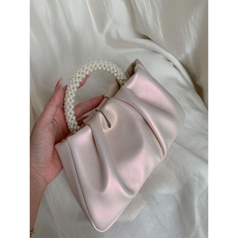 Sweet Girl Pearl Handbag Female Fashion All-in-one Pleated Crossbody Cloud Bag Mini Mobile Phone Small Bag
