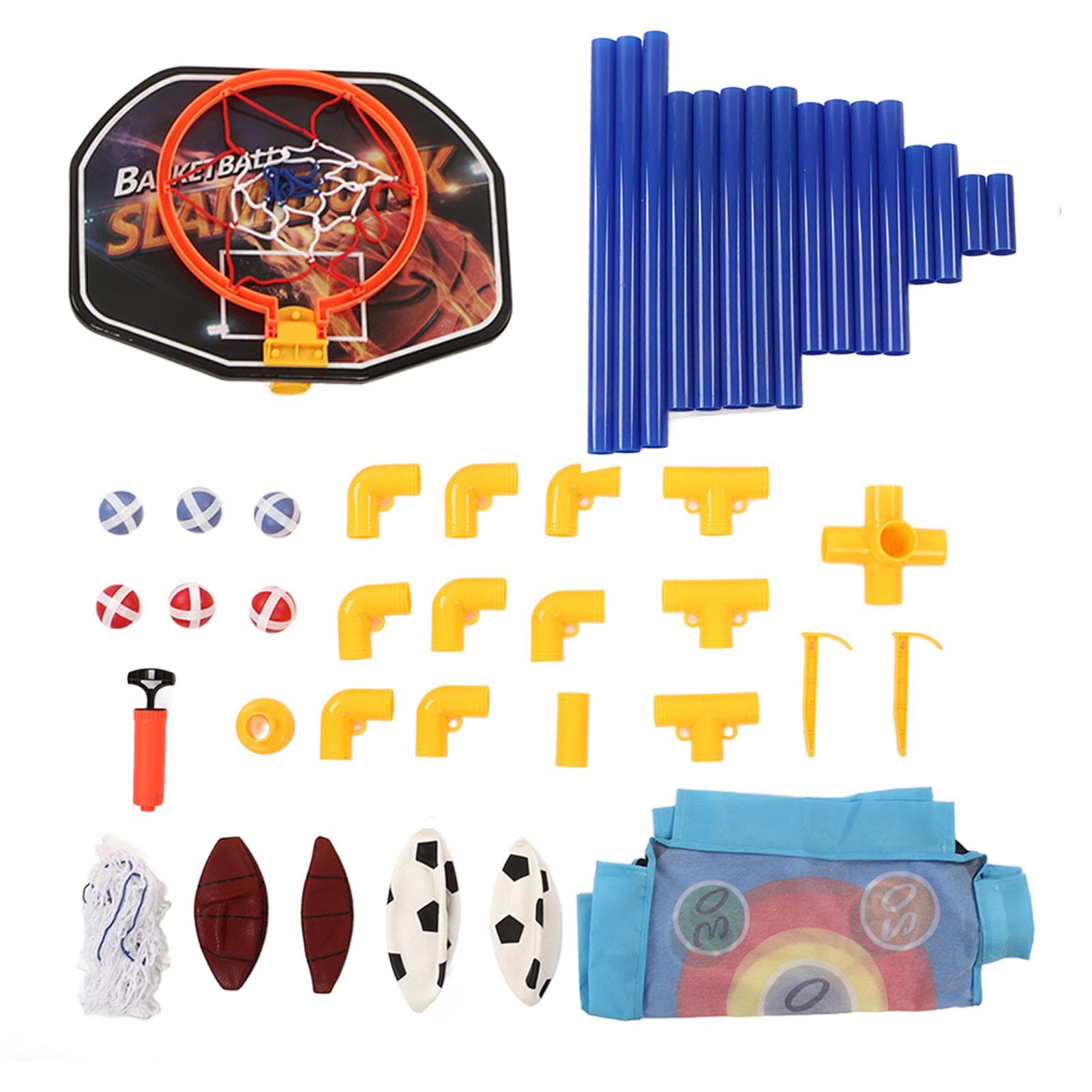 3 in 1 Sports Toy for Kids Portable Mini Soccer Goal Set with Basketball Board Viscous Ball Target