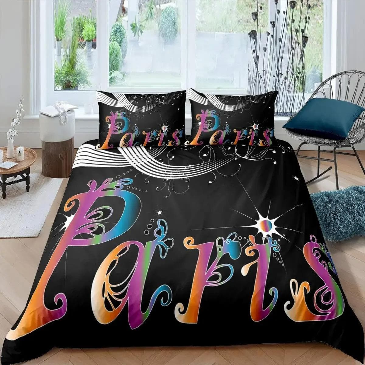 Paris Duvet Cover Set Eiffel Tower Bedding Set French Style Bedding Set Bedclothes Double Queen King Size Polyester Qulit Cover 70x133cm 2pcs