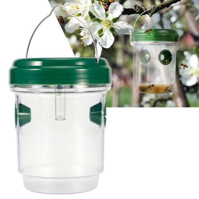 Betian-Piège à Guêpes Solaire Piège à Frelons d'Abeille Réutilisable Extérieur avec Lumière LED en Plastique