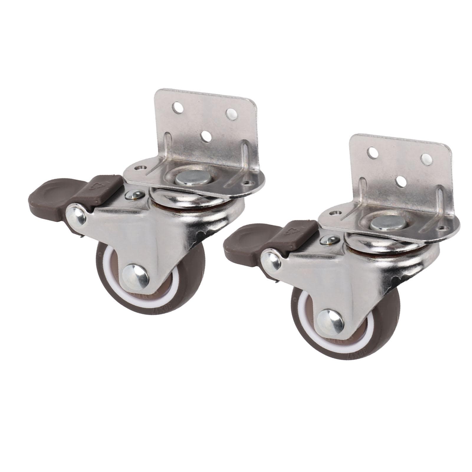 2pcs Caster Wheels Low Noise 360 degrees Rotating TPE Rubber Dustproof Casters with Brake for Furniture