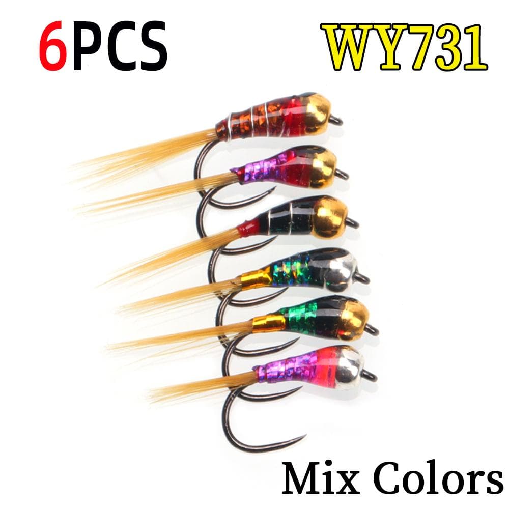 6PCS Perdigon Nymph or Euro Nymph for Weighted Fly Fishing Nymph Fast Sinking Trout, Grayling Fishing Lures
