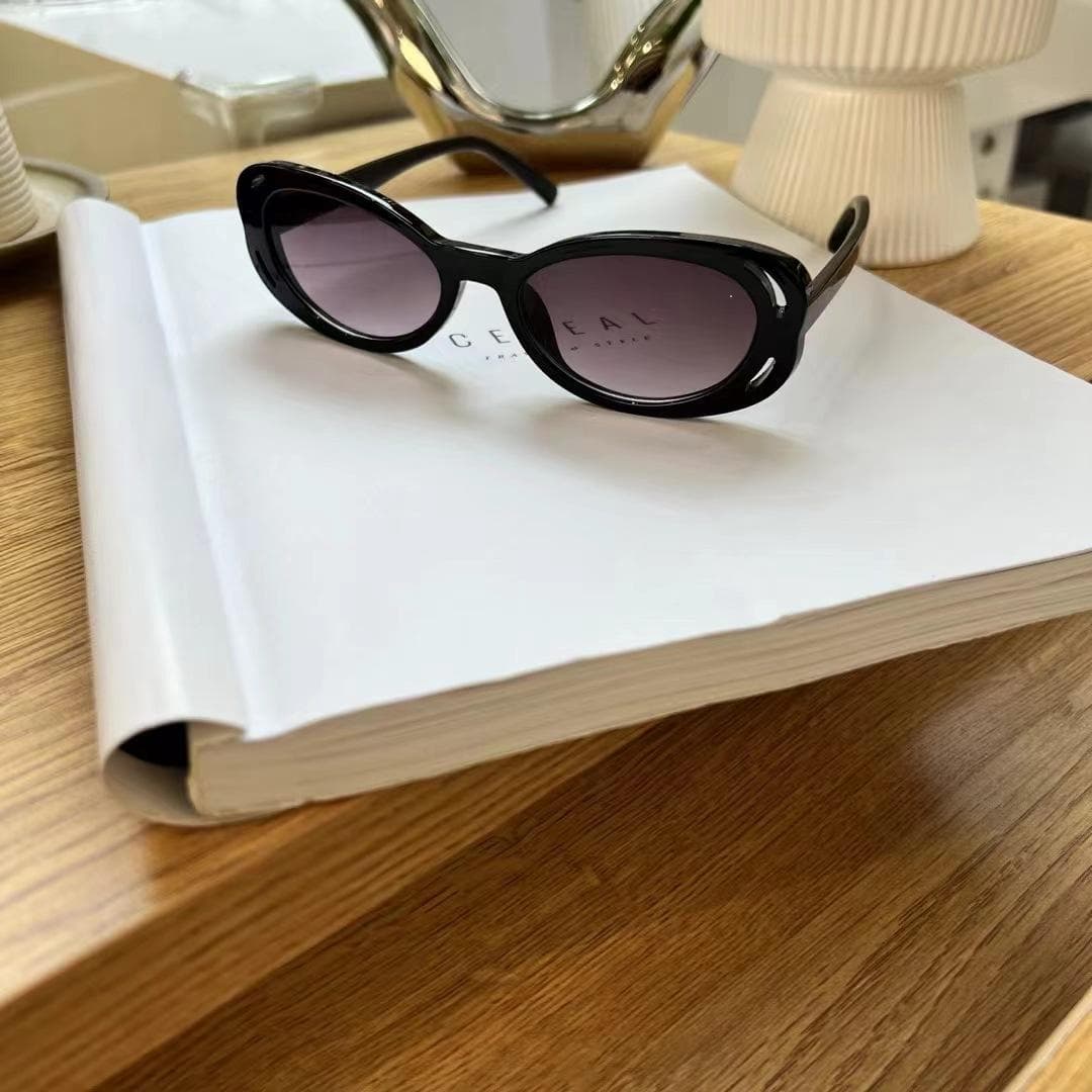 Oval Shape Women Sun Glasses Hollow Out Fashion UV Protection Sunglasses Campus Style Outdoor