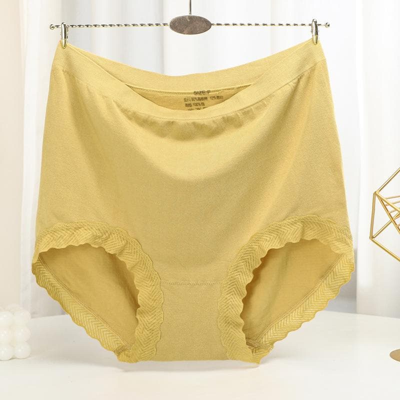 Seamless Panties High waist Women's briefs for weight 100kg large size underpants Solid color boyshorts onesize yellow