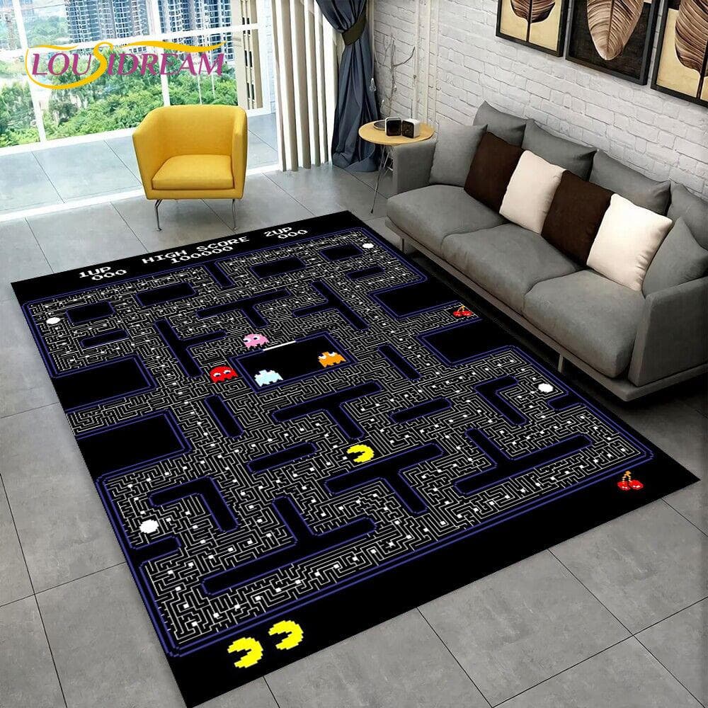 Pacman Retro Classics Game Gamer Area Rug,Carpet Rug for Home Living Room Children Bedroom Sofa Doormat Decor,Non-slip Floor Mat 60cm x 90cm