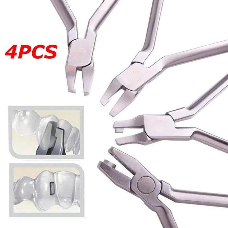 4PCS Set Dental Orthodontic Aligner Pliers Thermal Forming Invisable Vertical Horizontal Drop Hole Punch Dentist Tools silver