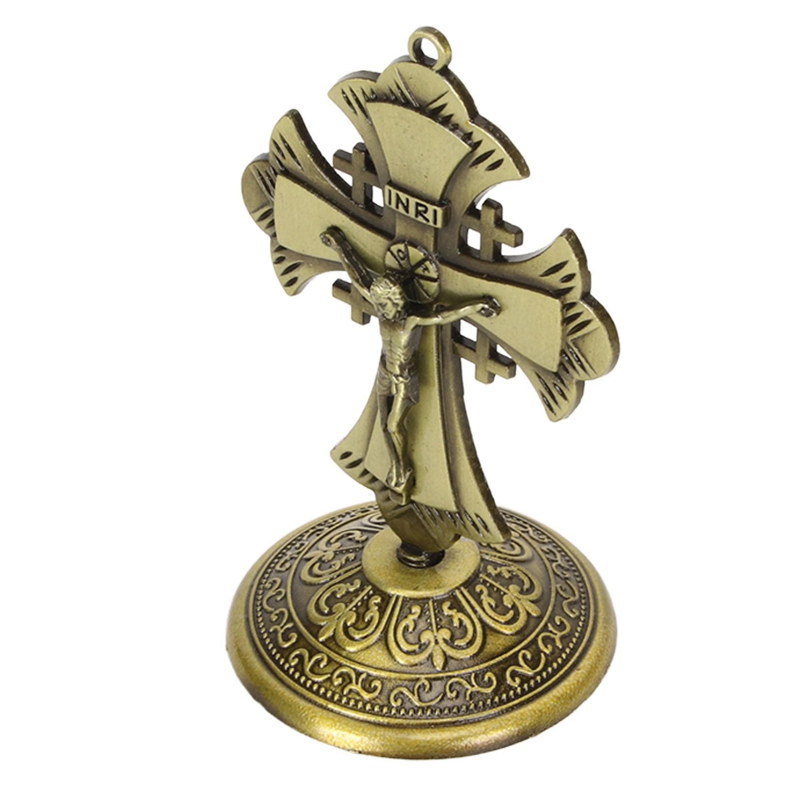 Gold Crucifix Ornament Alloy Rustproof Cross and Crucifix Collection Antique Car Crucifix