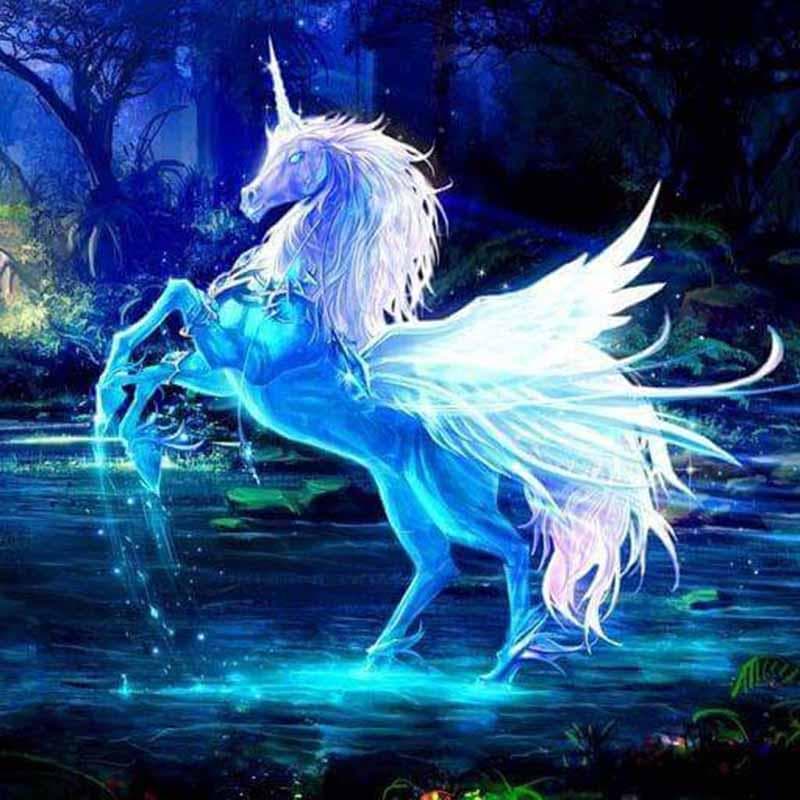 Full Area Diamond Cross Stitch Feather Wing Unicorn 3D Diamond Painting Kit DIY Diamond Embroidery 30x30CM