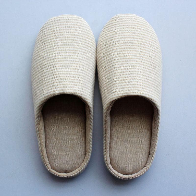 Japanese-Style Cotton Slippers: Silent, Non-Slip, Soft-Soled Indoor Footwear for Men and Women Size 40-41 beige