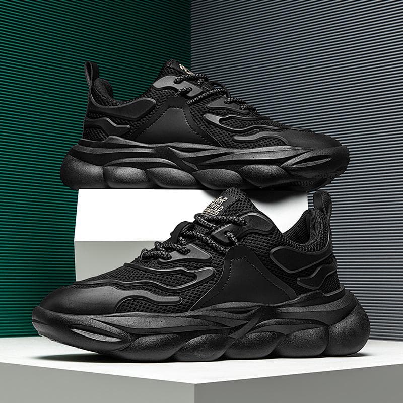 Chunky Sneakers  New Fashion Sports Casual Shoes Men Breathable Non-slip Platform Shoes Tenis Masculino Sport Shoes for Male 46 black