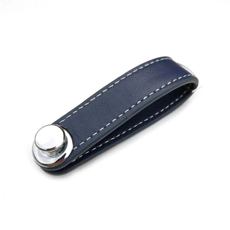 Car Key Pouch Bag Case Wallet Holder Chain Key Wallet Ring Collector Housekeeper Pocket Key Organizer Smart Leather Keychain blue