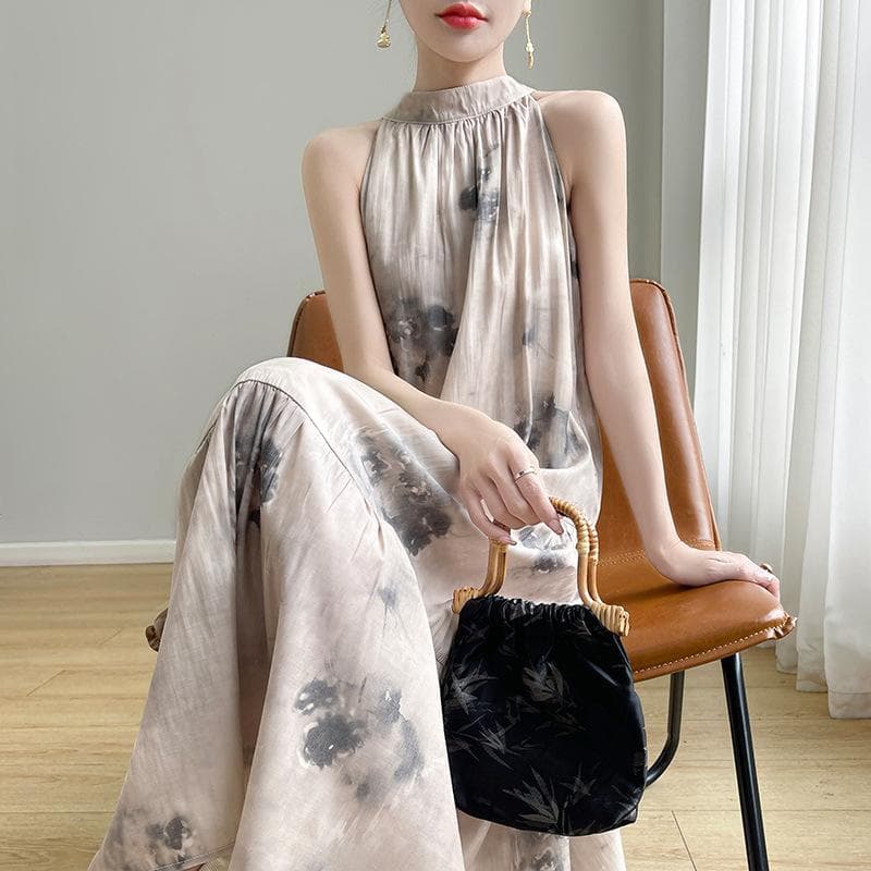 Women's Fairy Neck Halter Dress for Women Spring and Summer Fashionable White Suspender Long Skirt Design Hip-pack Skirt L
