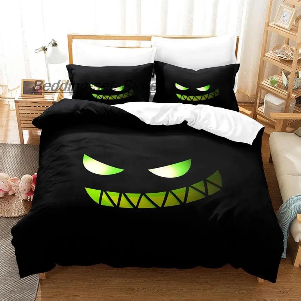 Hip Hop Angry Geometry Dash Bedding Set Single Twin Full Queen King Size Bed Set Game Bedroom Duvetcover Sets Anime Bed 70x133cm 2pcs