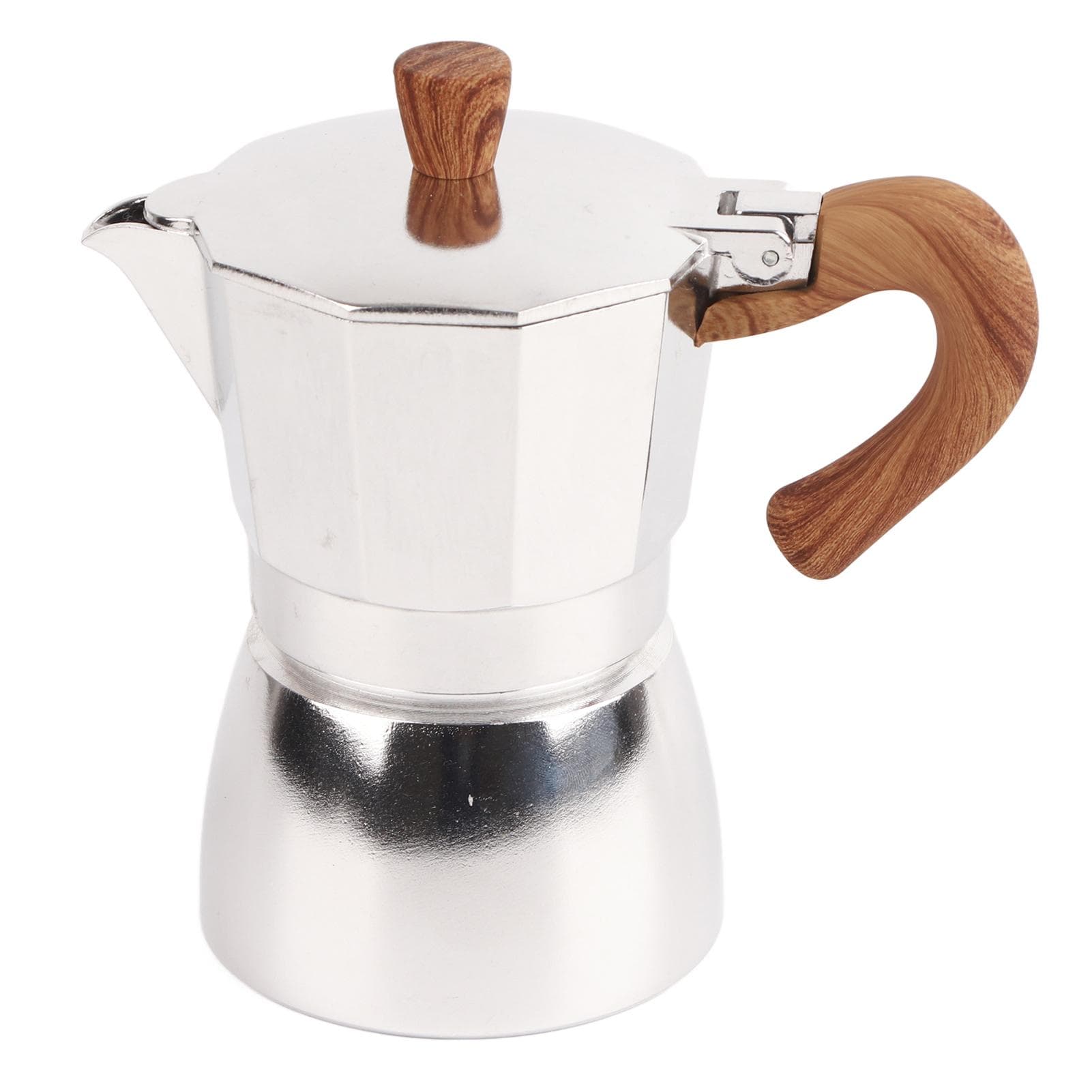 Aluminum Moka Pot Stovetop Coffee Maker Heat Resistant Kitchen Coffee Pot for Household3 Cup L(for 6.5-9kg)