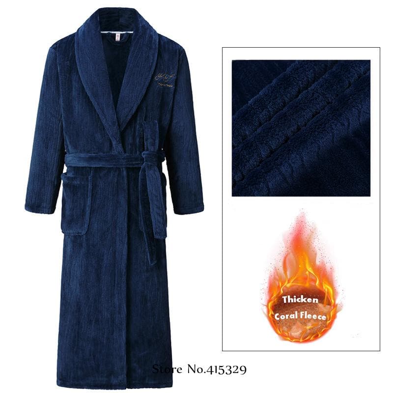 Coral Velvet Bathrobe Shower Kimono Robe Winter New Men's Home Wear Loose Thickened Pajamas L