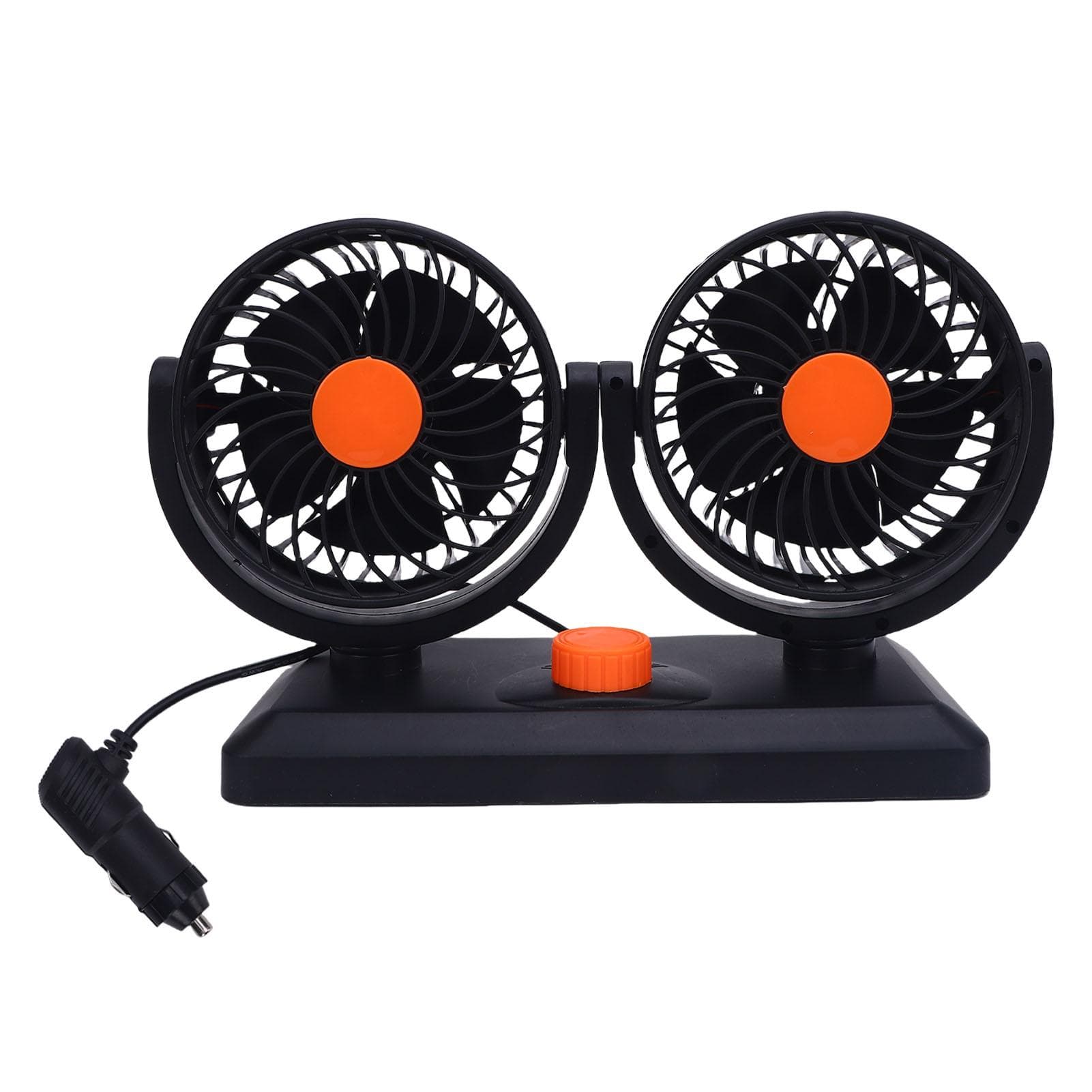 Dual Head Car Fan 2 Speed 360 degrees Rotating Cigar Lighter Powered Car Cooling Fan for SUV RV Truck