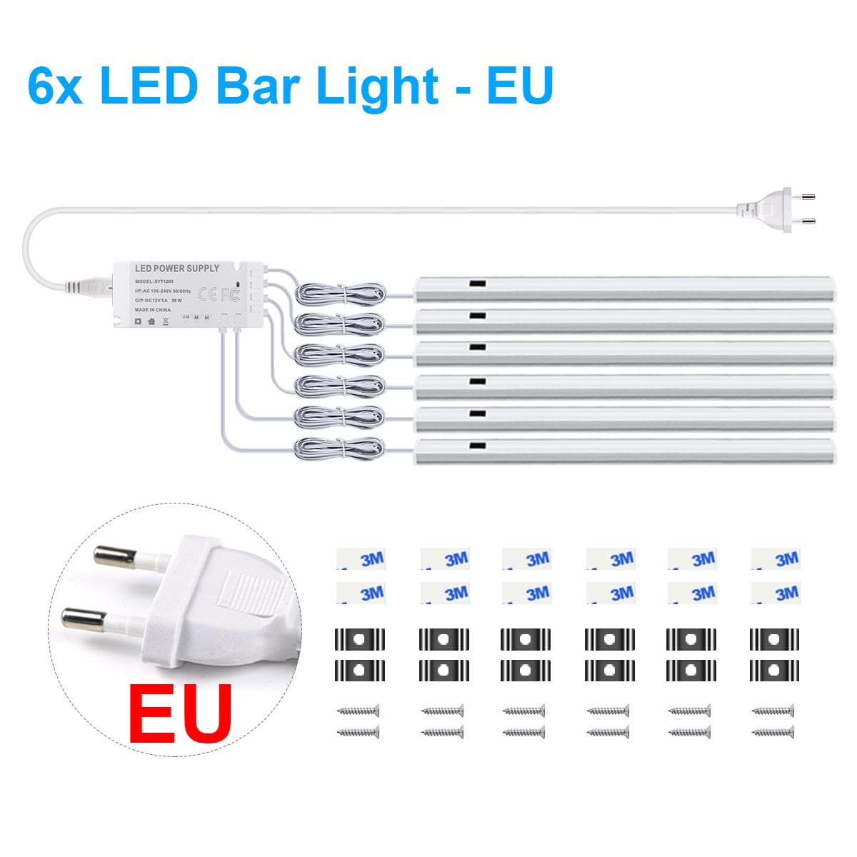 50CM LED Kitchen Light Bar Hand Sweep lumiere led Motion lamp with Sensor Closet Cabinet Lighting 6 Ports LED Driver DIY Night Light EU Plug 6PCS EU Plug warm white