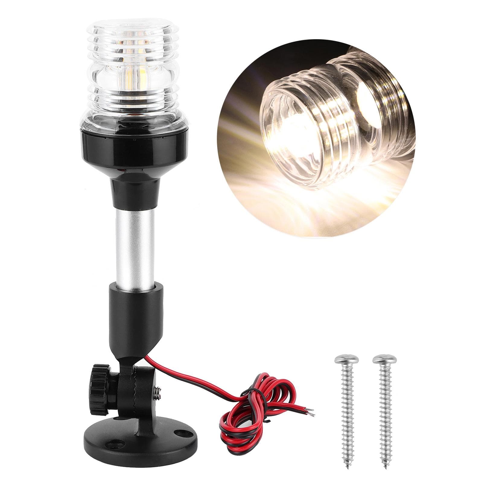 2 Nautical Mile Navigation Anchor Lights All Round 180degrees  White LED 1224V black