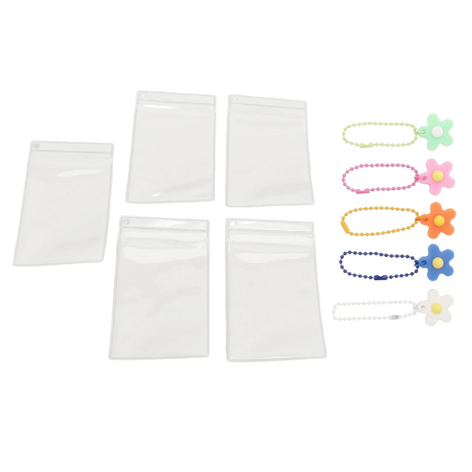 5Pcs Double Sided Photo Holder Portable 3 Inch PVC Transparent Card Case Waterproof Star Small Card