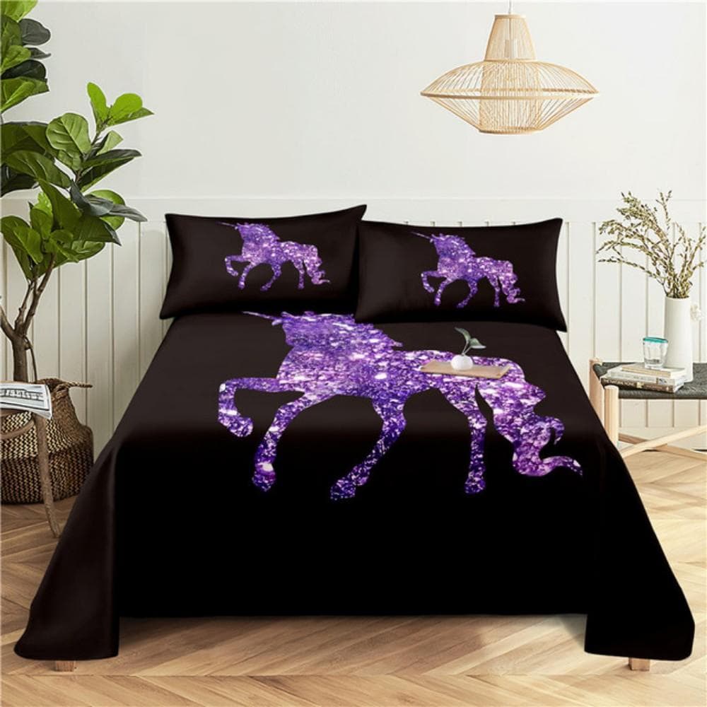 Pink Unicorn Sheet 3D Printed Cartoon Polyester Bed Flat Sheet With Pillowcase Kids Girls Children Bedding Gift 110x230cm 2pcs