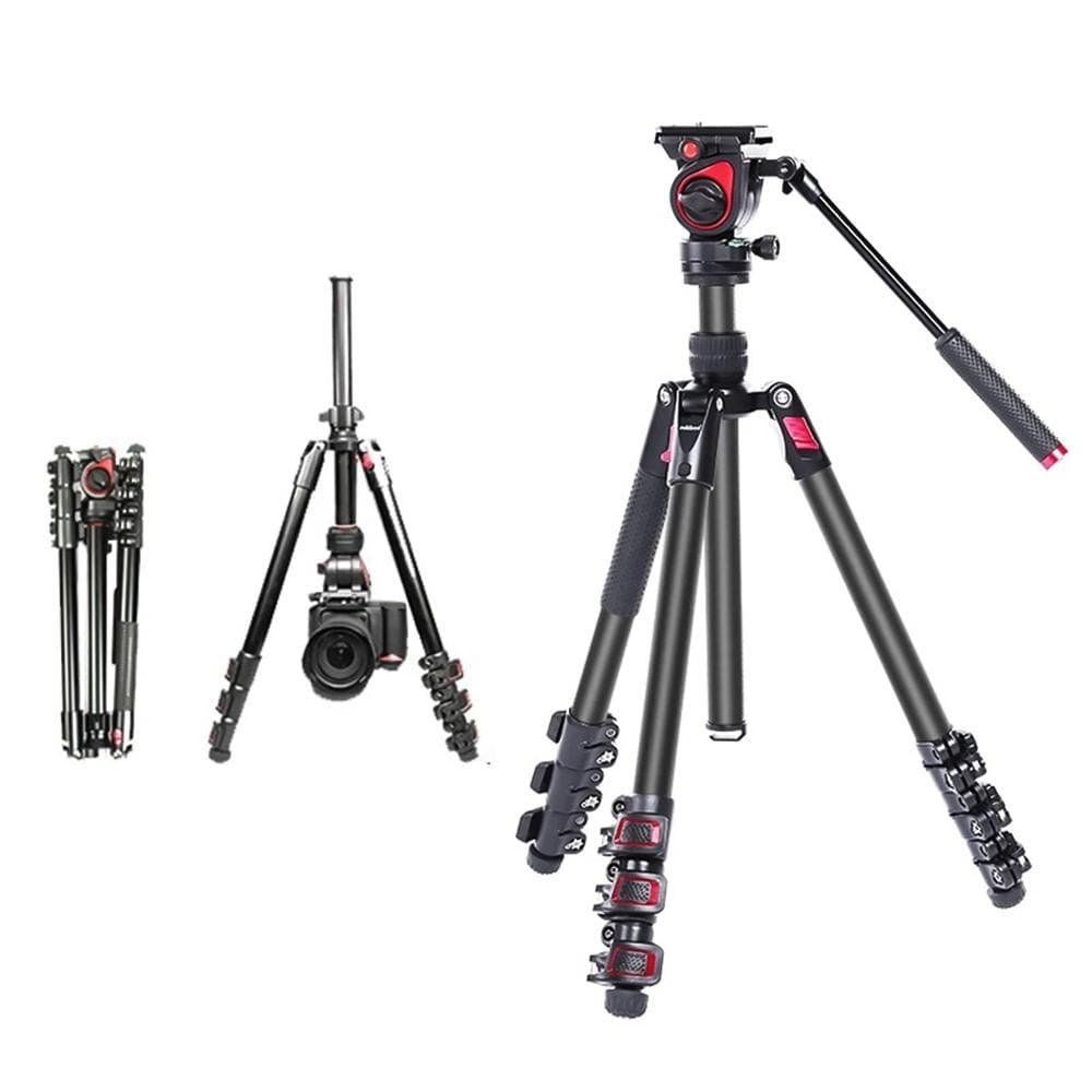 miliboo MUFA-BK 62.6-inch Foldable Tripod Camera Stand with Fluid Tripod Head Aluminum Alloy 5kg/ black