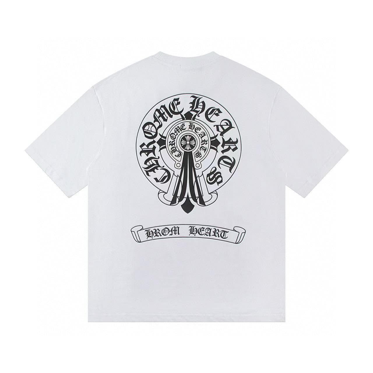 W353 CHROME HEARTS 2026 Summer New High Quality Cotton Round Neck Loose Large Size Men's and Women's T-shirt Couple T-shirt XL white