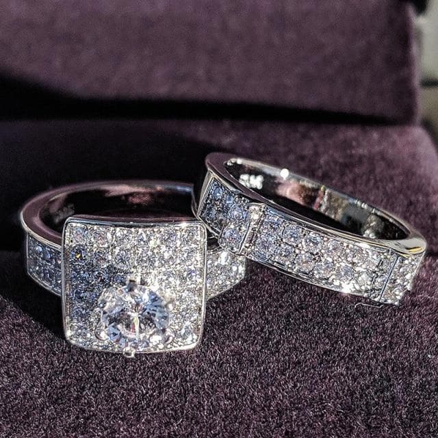 925 Sterling Silver Luxury Bold Big Wedding Rings Set for Bridal Women Engagement African Finger Christmas Gift Jewelry R4428 6
