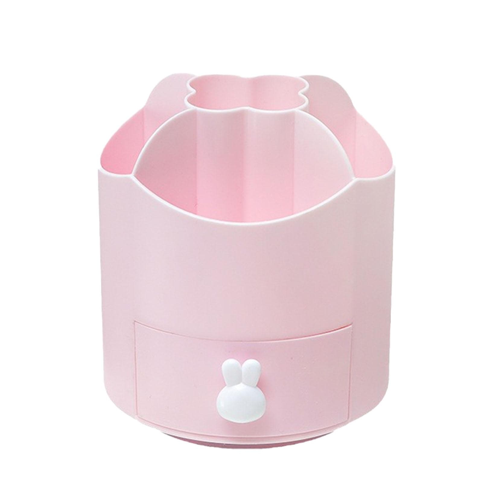 Pencil Holder 360 Degree Rotating Cute Large Capacity Multifunctional Desk Organizer for Office pink