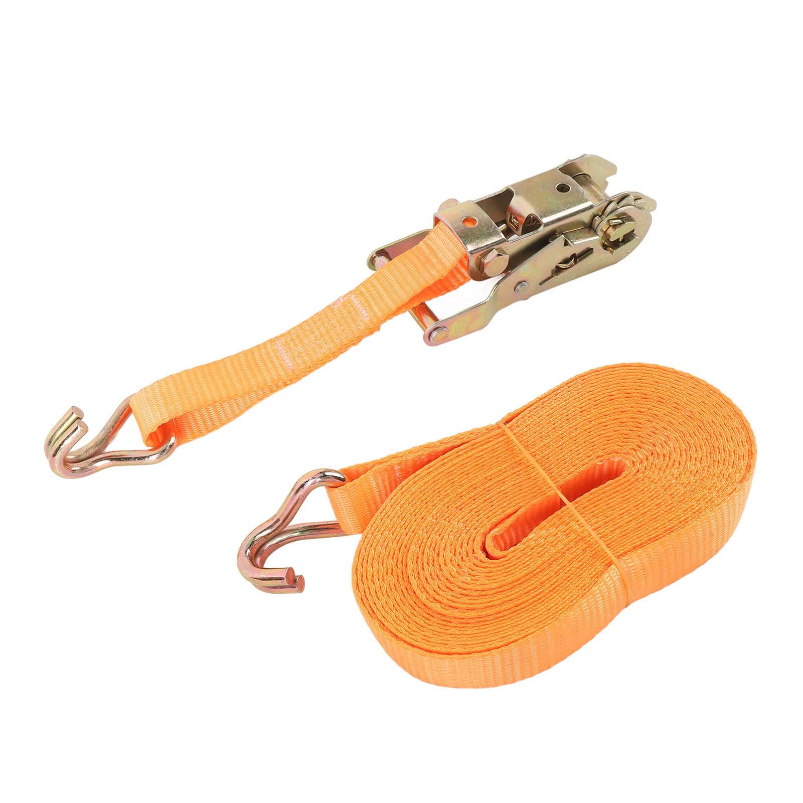 2 Set 7mx25mm Heavy Duty Ratchet Tie Down Strap Orange 1 116 Inch Wide Ratchet Strap with 2 J Hook