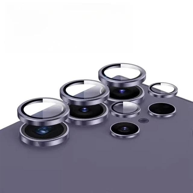 Camera Matel Ring For Samsung Galxy S24 Ultra S23 FE Plus S24+ S22 S25 ultra Back Lens Tempered Glass Cover Guard Rear Case Cap S23 Ultra purple