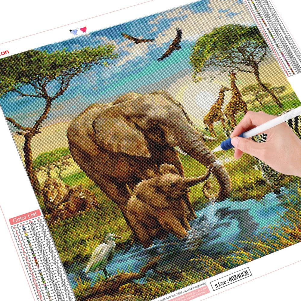 5d Diamond Painting Elephant Full Round Cross Stitch Animal Diamond Embroidery Home Decoration 30x30CM