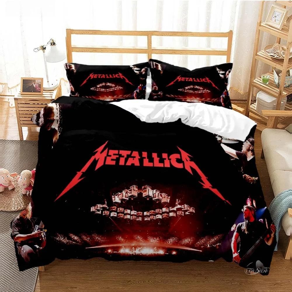 Metal Music Band M-Metallica Bedding Set Single Twin Full Queen King Size Bed Set Adult Kid Bedroom Duvet cover Set Home Textile AU Double 180x210cm
