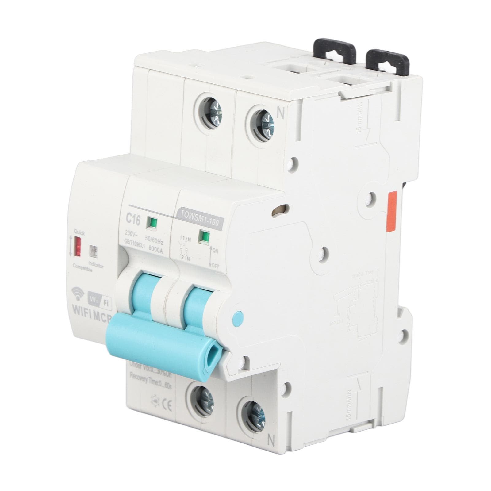 WiFi Circuit Breaker Intelligent 2P Din Rail Mount AC 230V for Household Factory TOWSM1?100