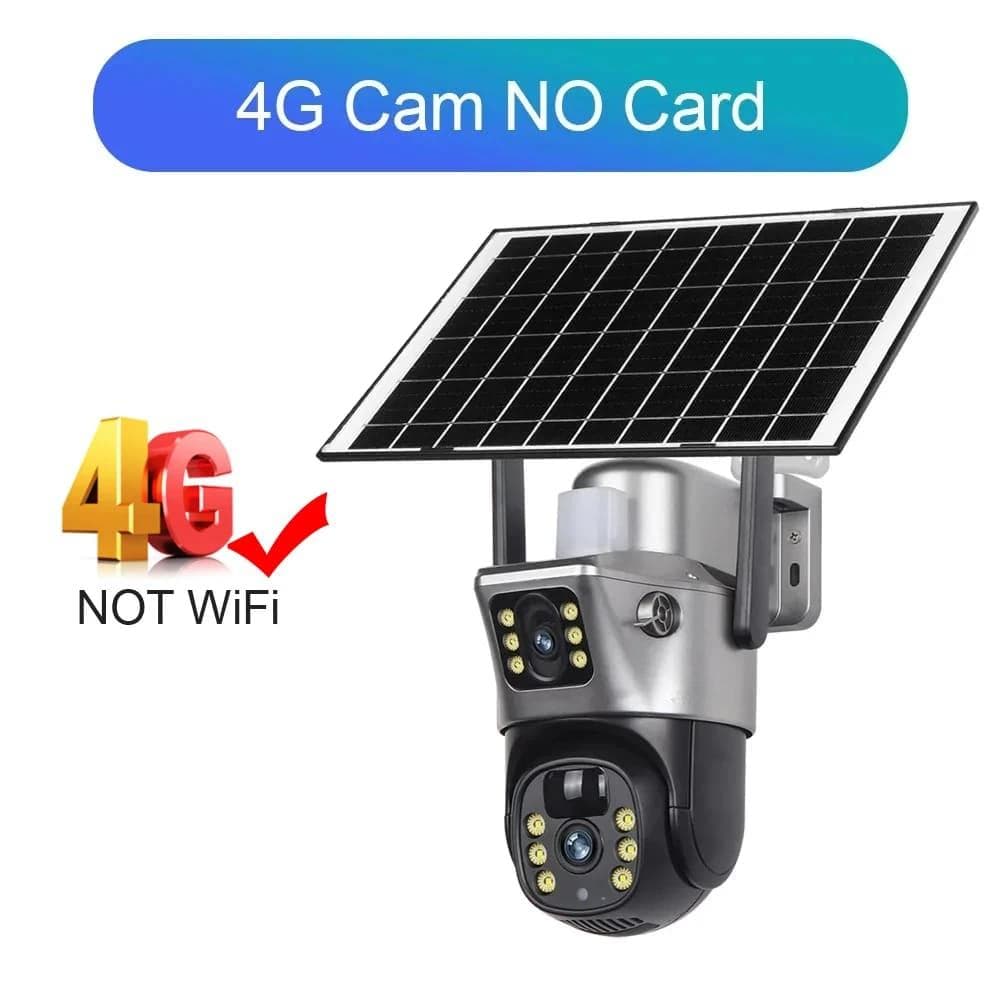 New 4K 8MP 4G SIM Card Dual Screen Solar Cameras WiFi PTZ Dual Lens Built-in Battery Human Auto Tracking Security Surveillance Camera 4G Cam