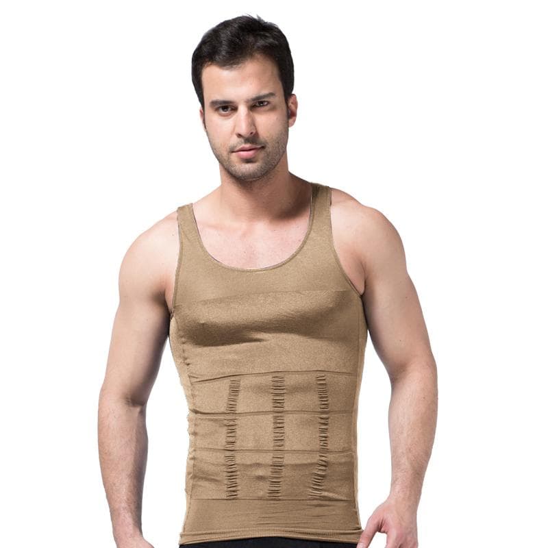 Men Corset Body Slimming Tummy Shaper Running Vest Belly Waist Girdle Shirt Black Shapewear Underwear Waist Shirts Running Vest M beige