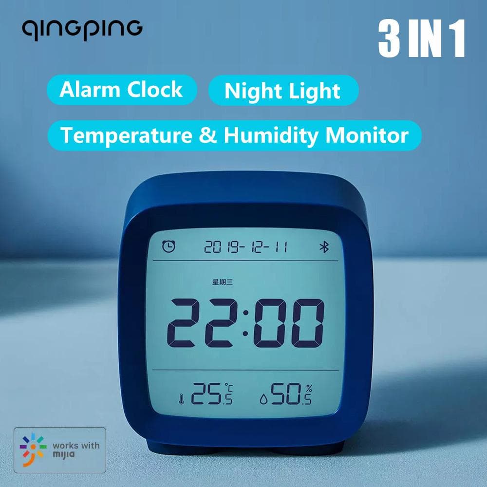 Qingping BT Alarm Clock Temperature Humidity Monitoring Night Light 3 in 1 Multifunctional Clock blue