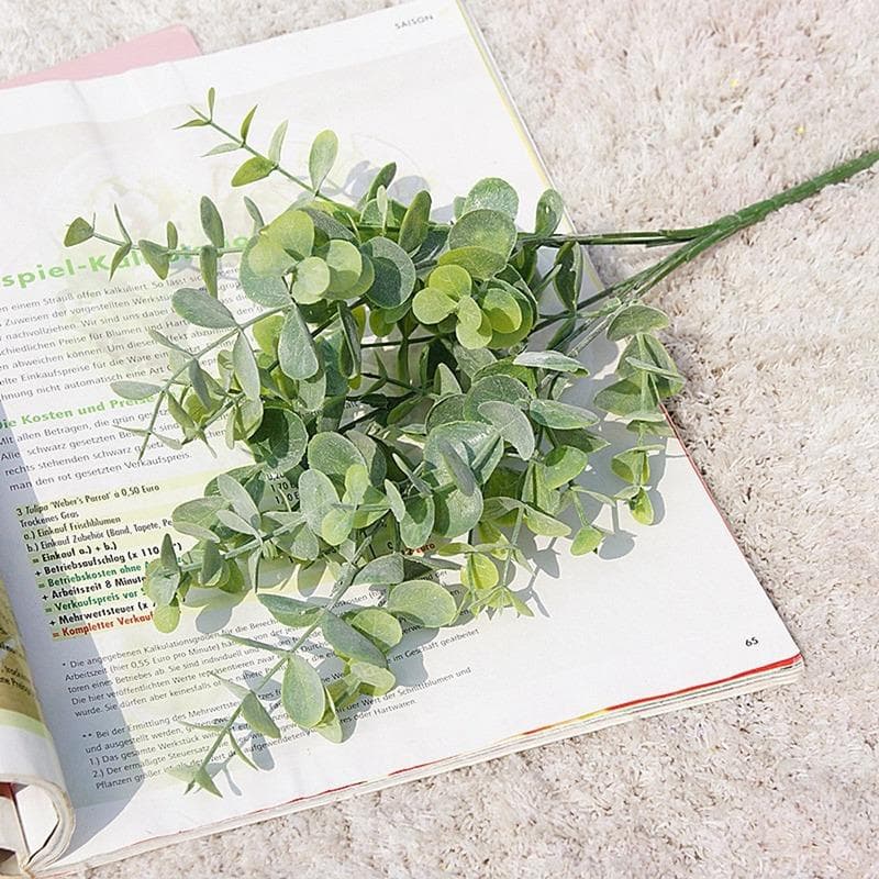 Artificial Plastic Plants Leaves Green Eucalyptus Branches Home Decoration Fake Flowers green