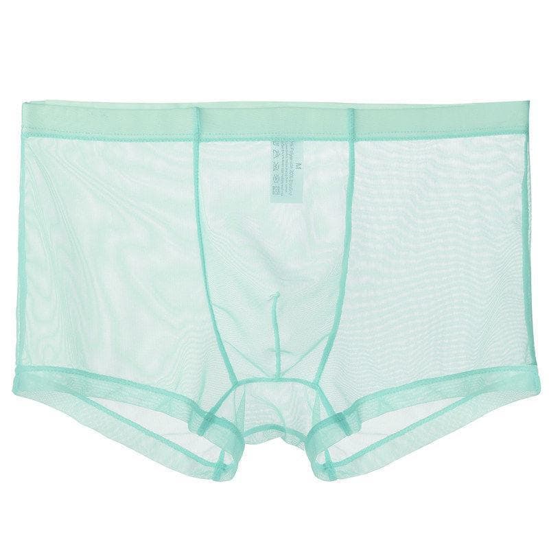 Fully Transparent Men'S Sexy Boxer Panties, Thin Ice Silk Mesh Large Size Four-Corner Ice Silk Printed Boxers XL