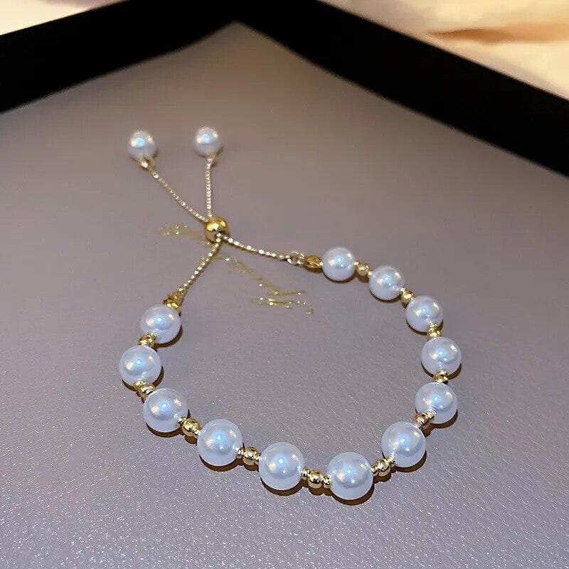 Elegant Pearl Bracelet Baroque Simulated Pearl Women Bracelet Bangles Ladies Fashion Charm Jewelry For Birthday Party Gifts white