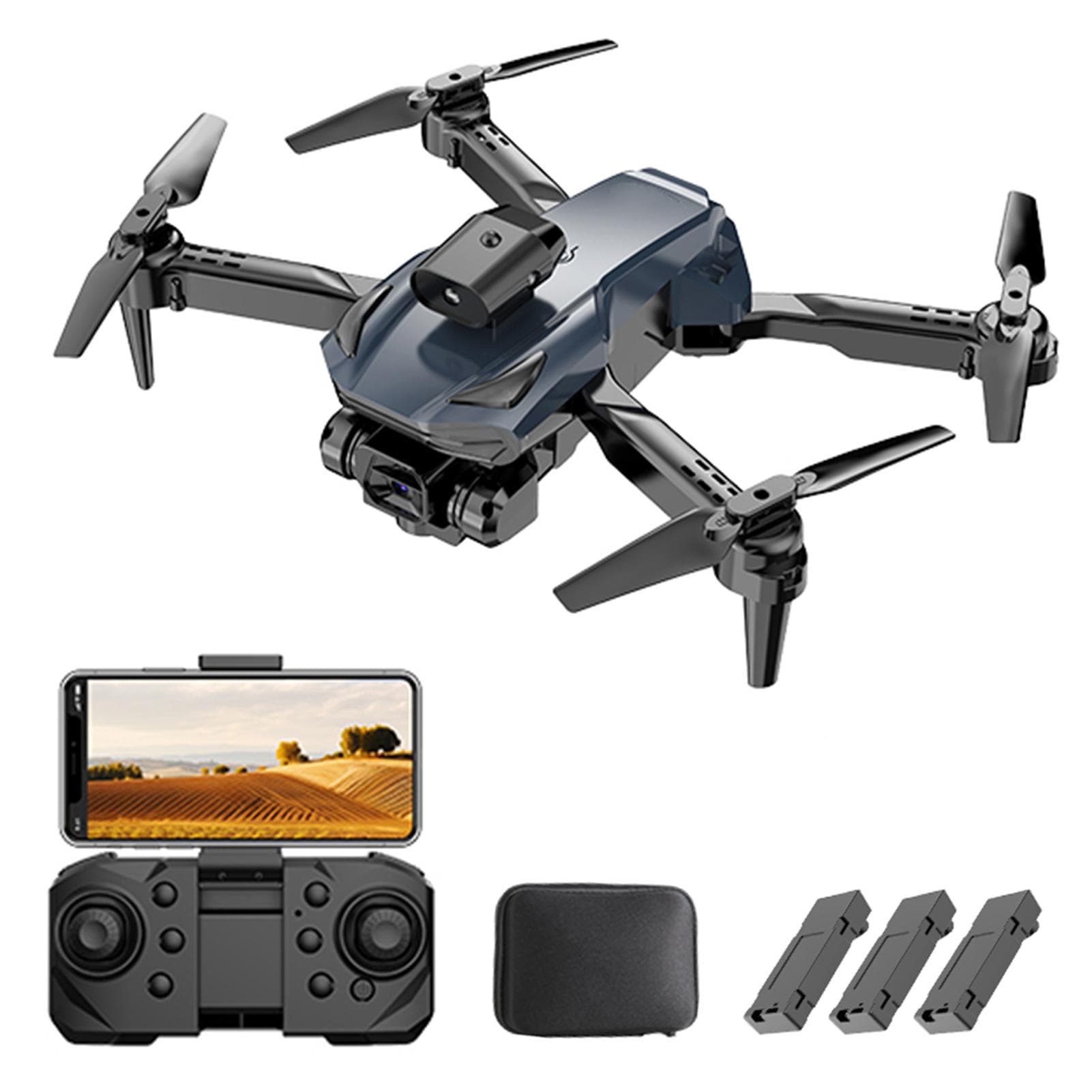 Mini Drone for Kids and Beginners 4K Dual Camera Remote Control Foldable Headless Quadcopter with 3 Battery blue