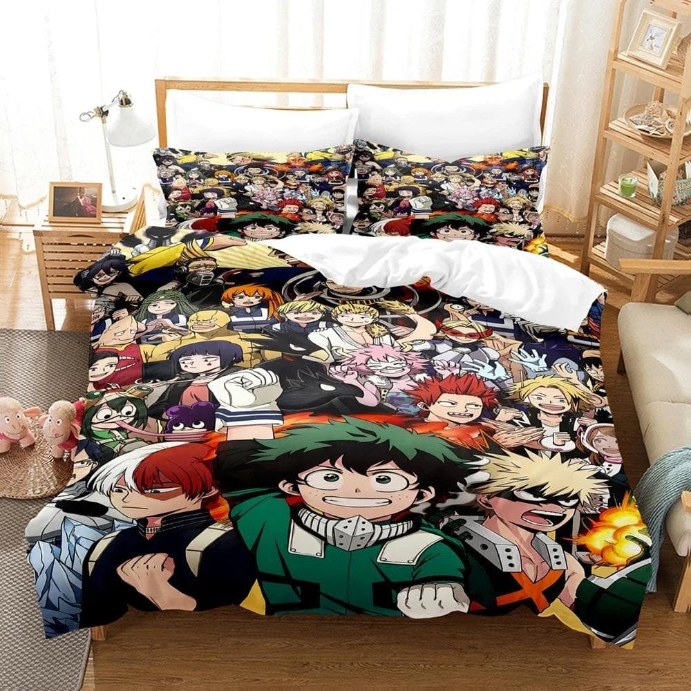New My hero academia Bedding Set Single Twin Full Queen King Size Kawaii Bed Set Adult Kid Bedroom Duvet cover Sets 3D Anime AU Double 180x210cm