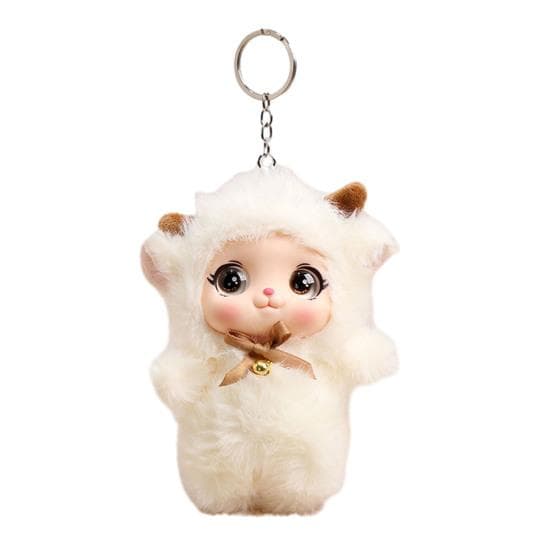 Doll Keychain Cute Vinyl Face Toy Soft Doll Collectible Fluffy Bag Charm for Wallet Backpack