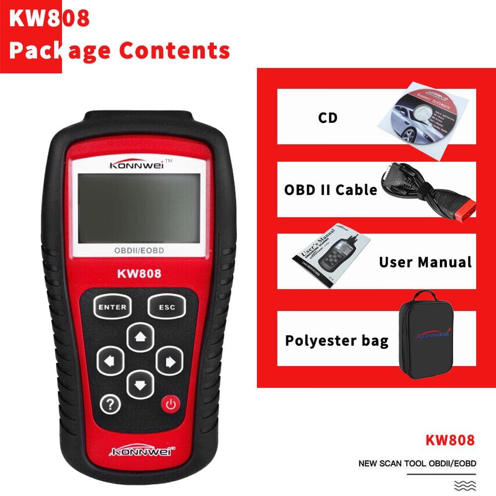 KONNWEI OBDII / EOBD Cars Code Reader and Auto Scanner Detection Decoder KW808