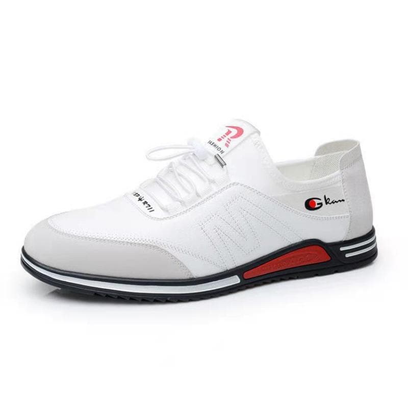Casual Men's Shoes New Men's Leather Breathable Elastic Band Korean Version Trendy Non-slip Work Shoes 44