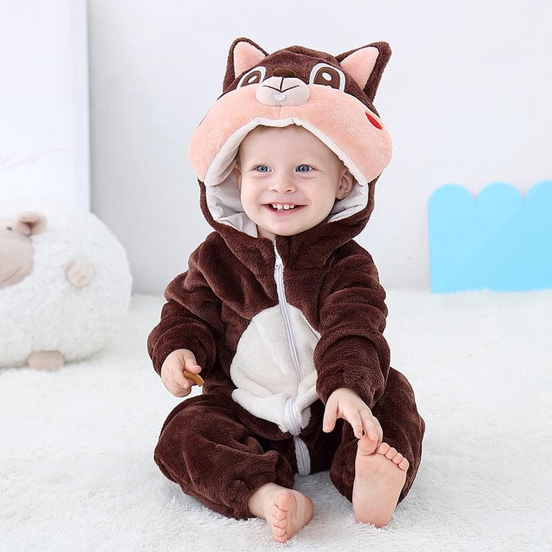 Baby Cartoon Romper Newborn Hooded Infant Clothing Boys Girls Pajamas Animal Onesie Jumpsuit Panda Costumes Flannel Baby Rompers 3-6m