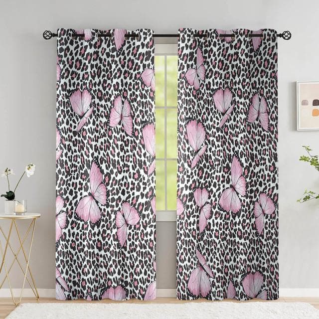 Animal Leopard Print Curtains Wild Animals Blackout Window Curtain Drapes Bedroom Kitchen Home Decor High Shading (70 %-90 %) W80 X H183cm X 2